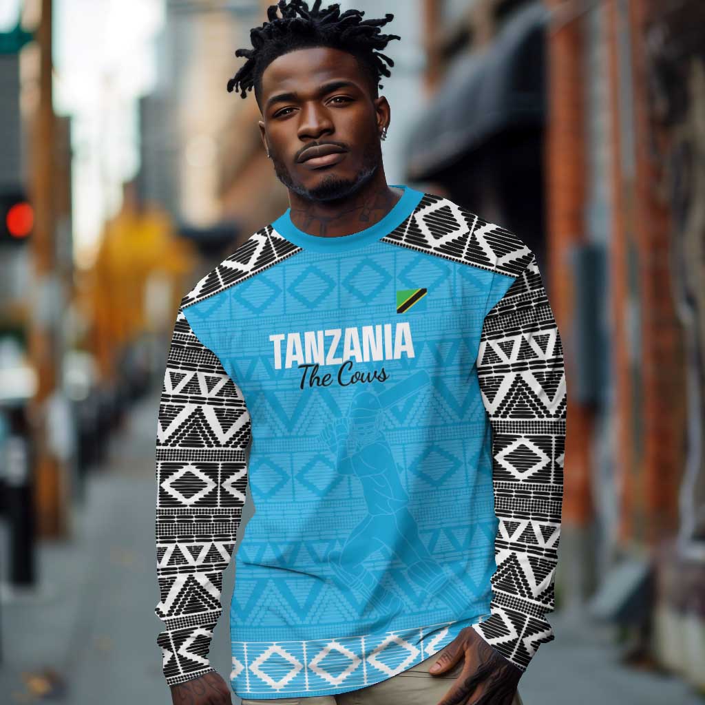 Afro Cricket Tanzania Custom Long Sleeve Shirt Go Cows Sporty African Pattern - African Pride