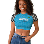 Afro Cricket Tanzania Custom Raglan Cropped T shirt Go Cows Sporty African Pattern - African Pride