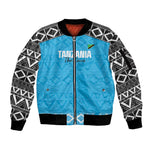 Afro Cricket Tanzania Custom Sleeve Zip Bomber Jacket Go Cows Sporty African Pattern - African Pride
