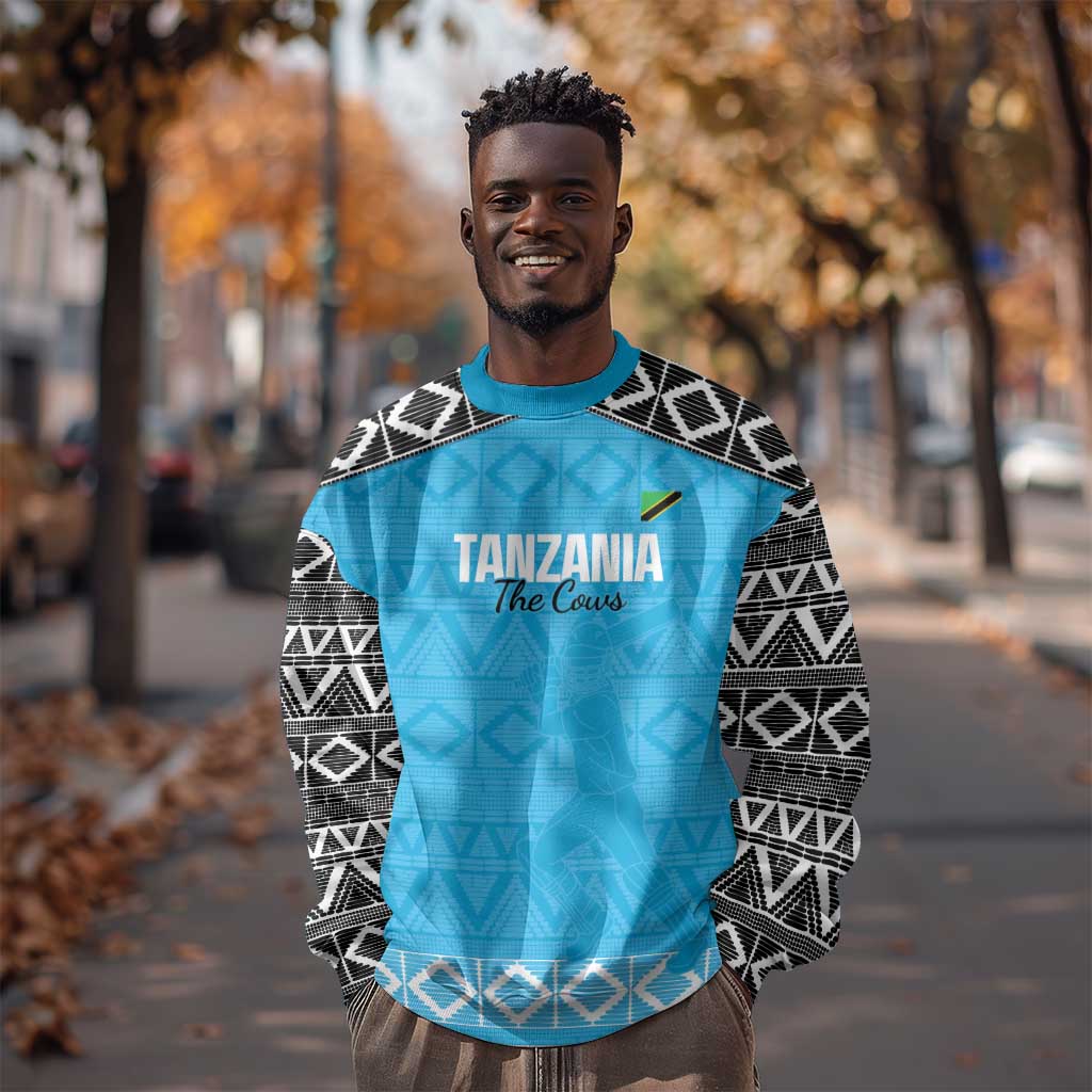 Afro Cricket Tanzania Custom Sweatshirt Go Cows Sporty African Pattern - African Pride