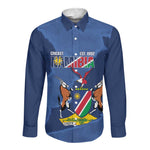 Afro Cricket Namibia Custom Long Sleeve Button Shirt Go Eagles Est 1992 - African Pride