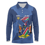 Afro Cricket Namibia Custom Long Sleeve Polo Shirt Go Eagles Est 1992 - African Pride