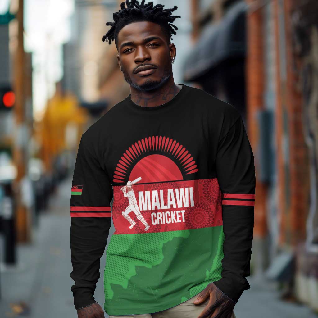 Afro Cricket Malawi Custom Long Sleeve Shirt Go Champions Flag Style - African Pride