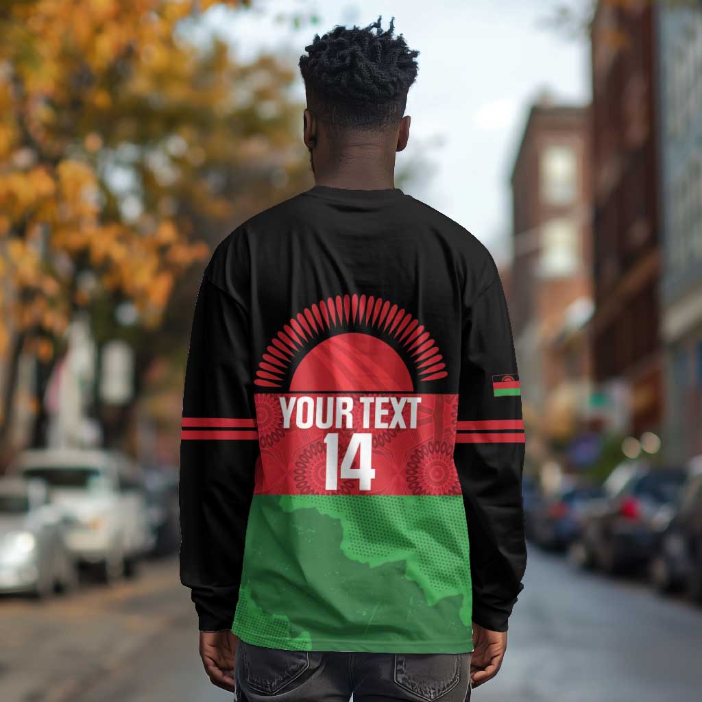 Afro Cricket Malawi Custom Long Sleeve Shirt Go Champions Flag Style - African Pride