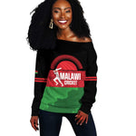 Afro Cricket Malawi Custom Off Shoulder Sweater Go Champions Flag Style - African Pride