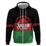 Afro Cricket Malawi Custom Zip Hoodie Go Champions Flag Style - African Pride
