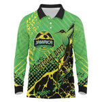 Custom Jamaica Football Long Sleeve Polo Shirt Come On Reggae Boyz Red-billed streamertail - African Pride