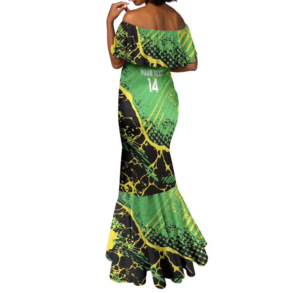 Custom Jamaica Football Mermaid Dress Come On Reggae Boyz Red-billed streamertail - African Pride