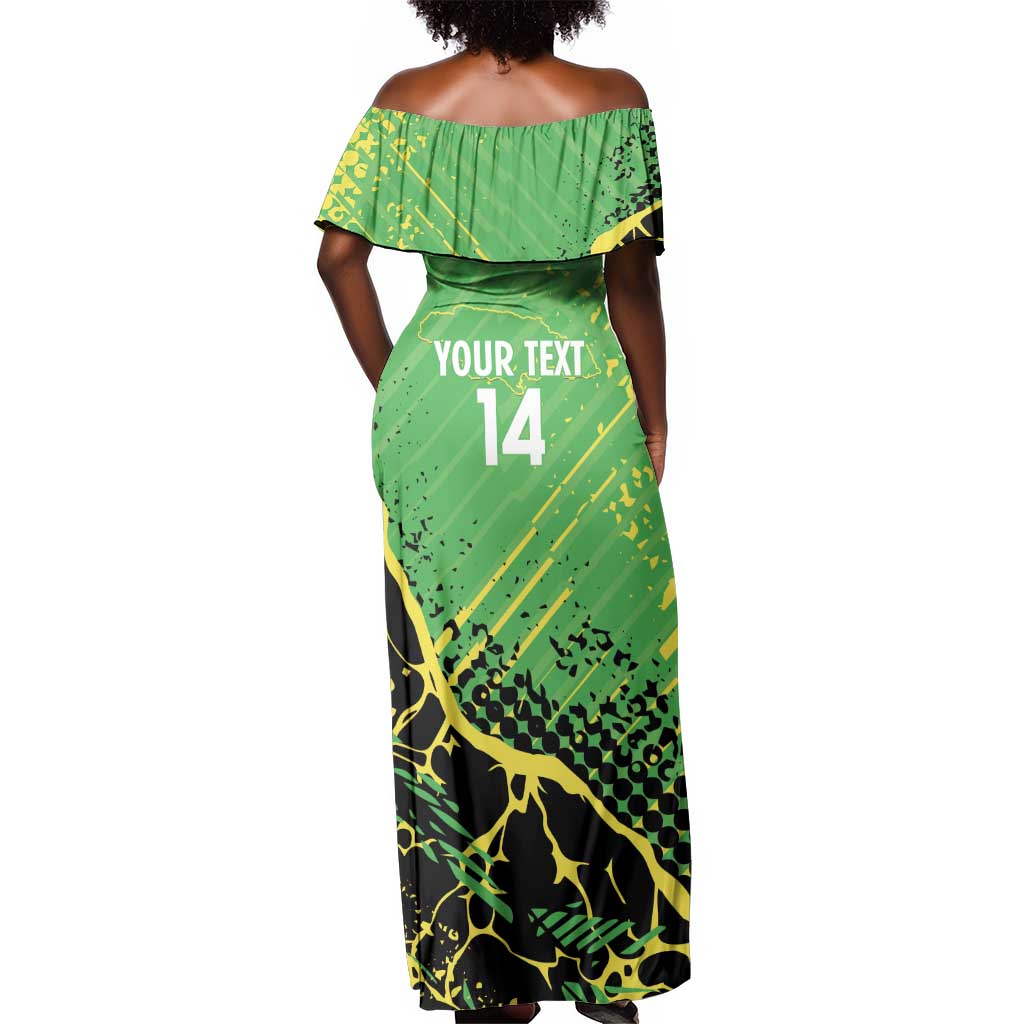 Custom Jamaica Football Off Shoulder Maxi Dress Come On Reggae Boyz Red-billed streamertail - African Pride