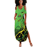 Custom Jamaica Football Summer Maxi Dress Come On Reggae Boyz Red-billed streamertail - African Pride