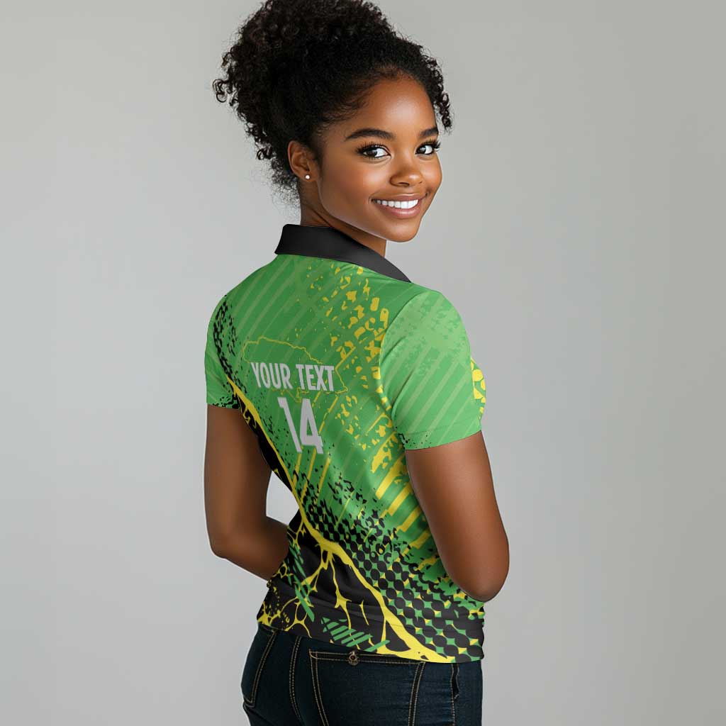 Custom Jamaica Football Women Polo Shirt Come On Reggae Boyz Red-billed streamertail - African Pride