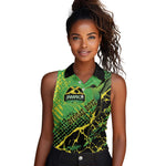 Custom Jamaica Football Women Sleeveless Polo Shirt Come On Reggae Boyz Red-billed streamertail - African Pride