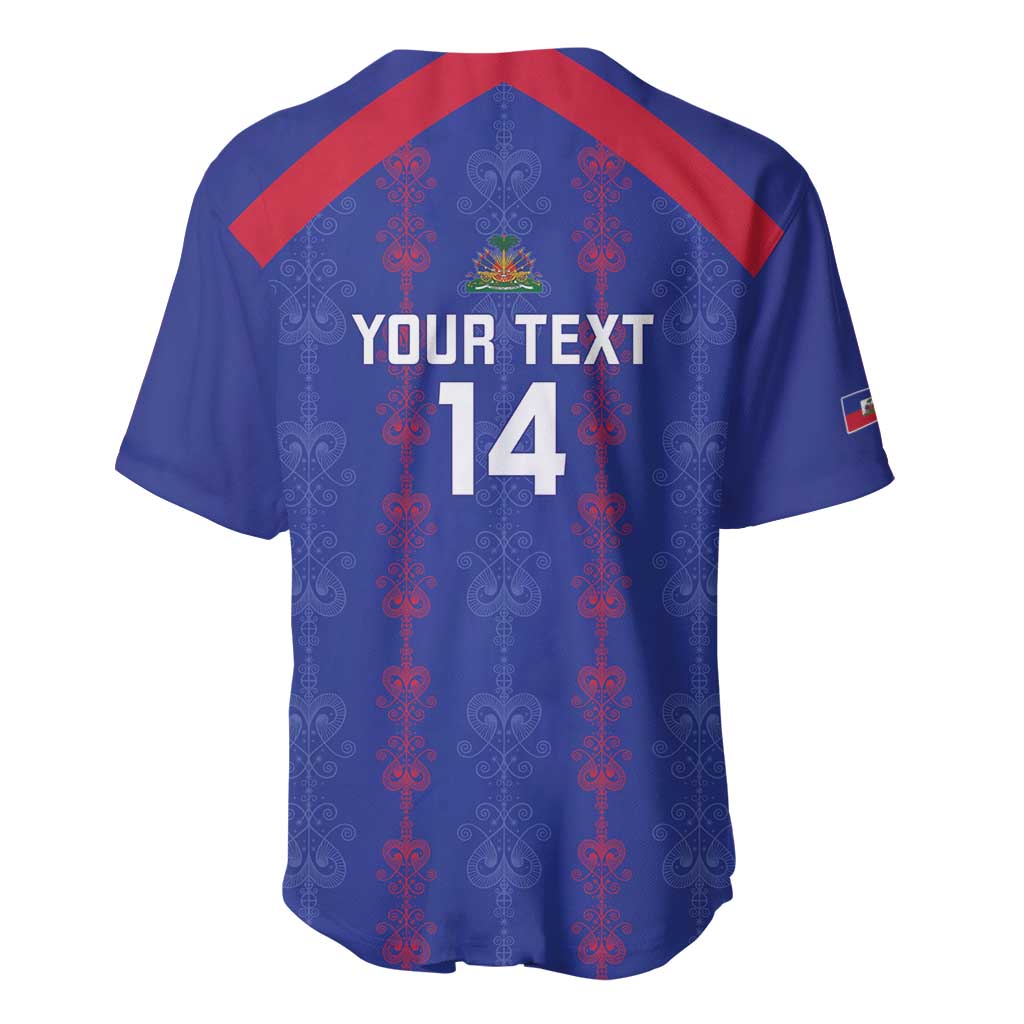 Custom Haiti Football Baseball Jersey Les Grenadiers Veve Vodou Blue - African Pride