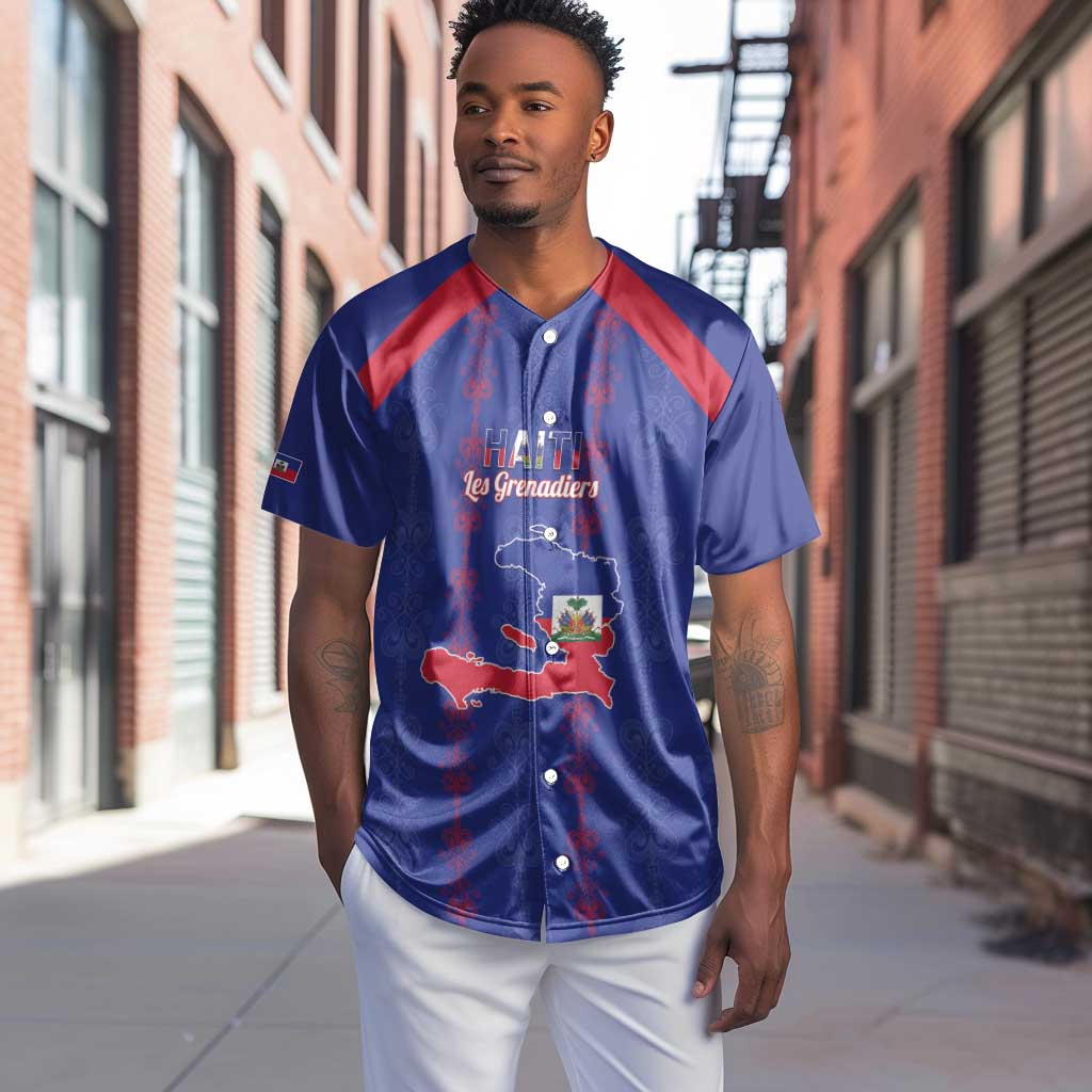 Custom Haiti Football Baseball Jersey Les Grenadiers Veve Vodou Blue - African Pride