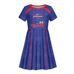 Custom Haiti Football Kid Short Sleeve Dress Les Grenadiers Veve Vodou Blue - African Pride