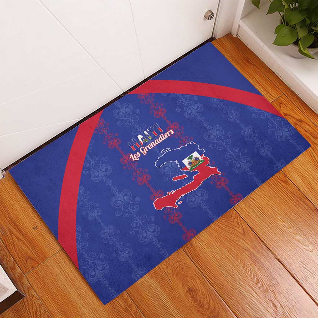 Haiti Football Rubber Doormat Les Grenadiers Veve Vodou Blue - African Pride