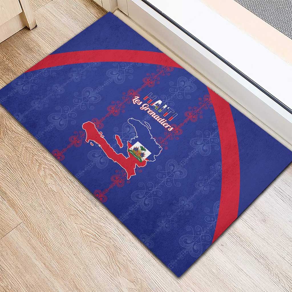 Haiti Football Rubber Doormat Les Grenadiers Veve Vodou Blue - African Pride