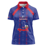 Custom Haiti Football Women Polo Shirt Les Grenadiers Veve Vodou Blue - African Pride