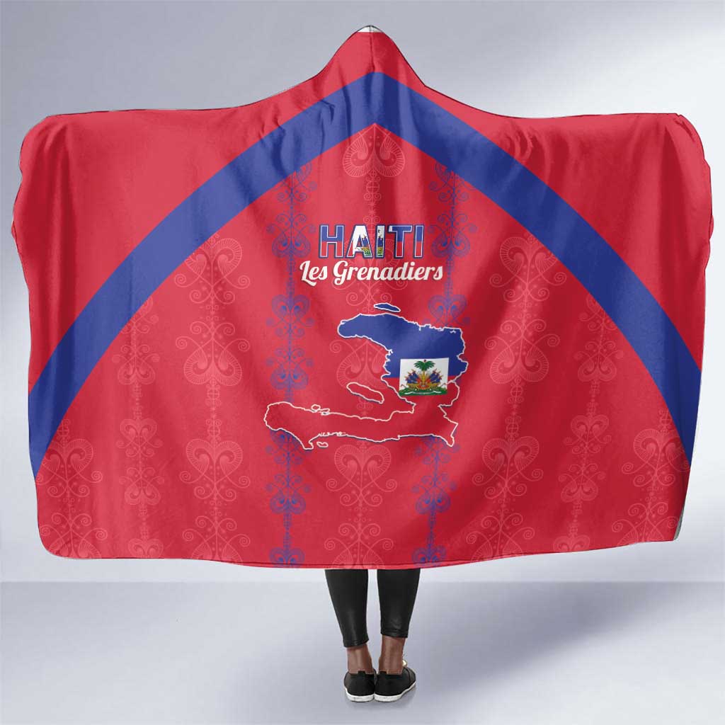 Haiti Football Hooded Blanket Les Grenadiers Veve Vodou Red - African Pride