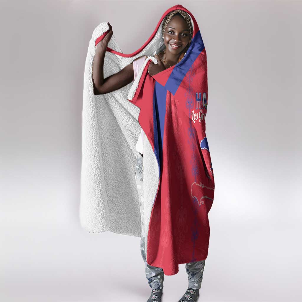 Haiti Football Hooded Blanket Les Grenadiers Veve Vodou Red - African Pride
