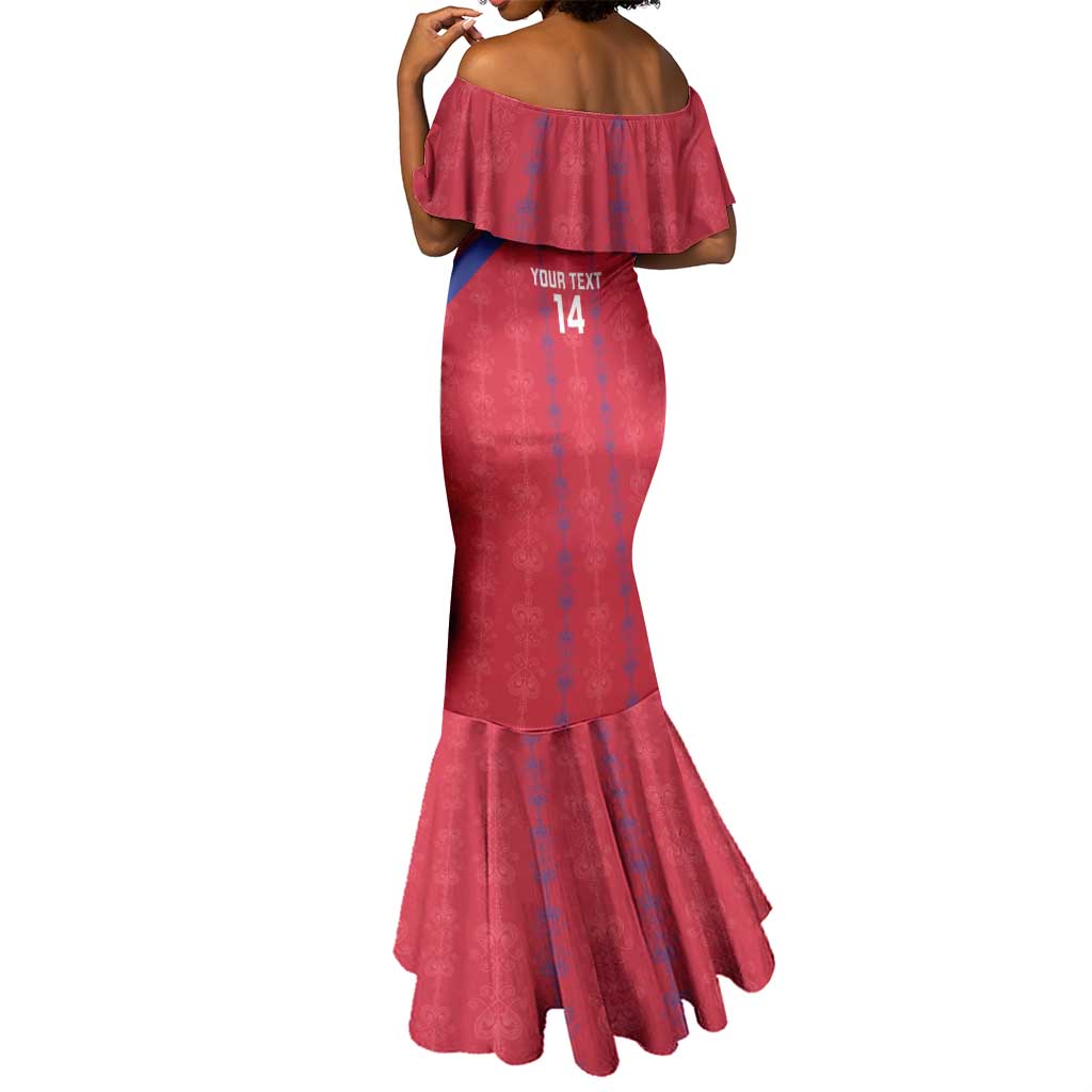 Custom Haiti Football Mermaid Dress Les Grenadiers Veve Vodou Red - African Pride