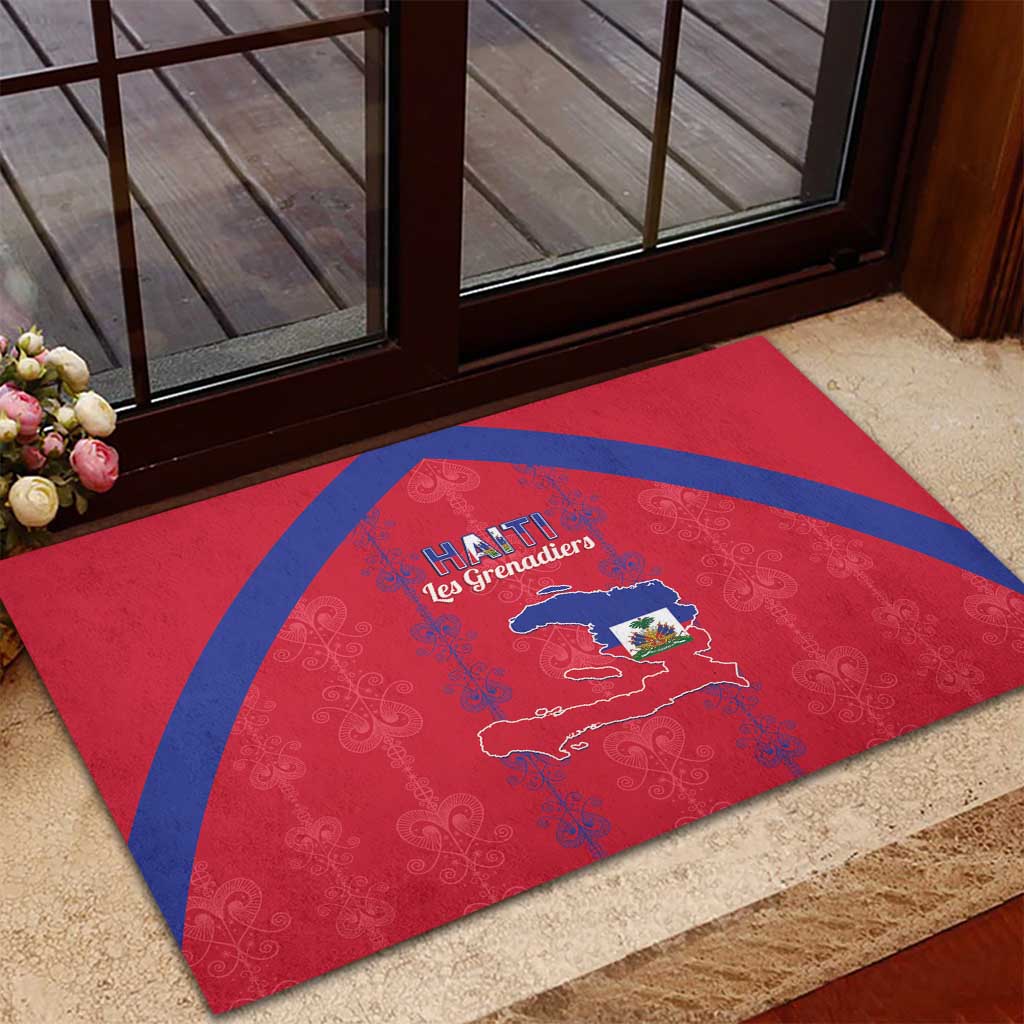 Haiti Football Rubber Doormat Les Grenadiers Veve Vodou Red - African Pride