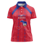 Custom Haiti Football Women Polo Shirt Les Grenadiers Veve Vodou Red - African Pride