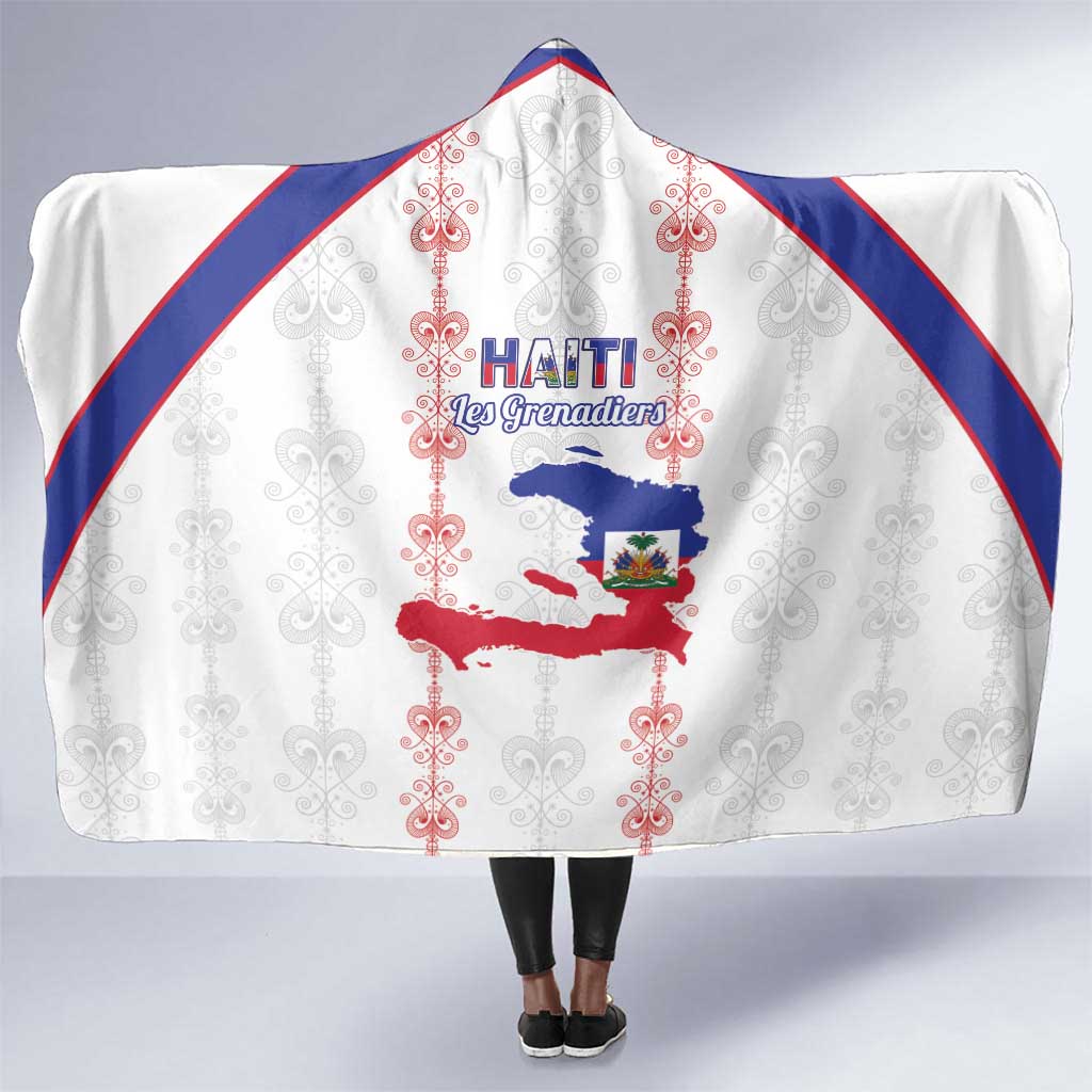 Haiti Football Hooded Blanket Les Grenadiers Veve Vodou White - African Pride