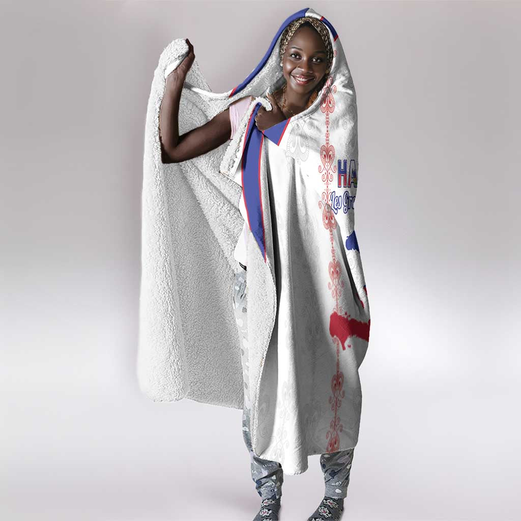 Haiti Football Hooded Blanket Les Grenadiers Veve Vodou White - African Pride