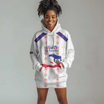 Custom Haiti Football Hoodie Dress Les Grenadiers Veve Vodou White - African Pride