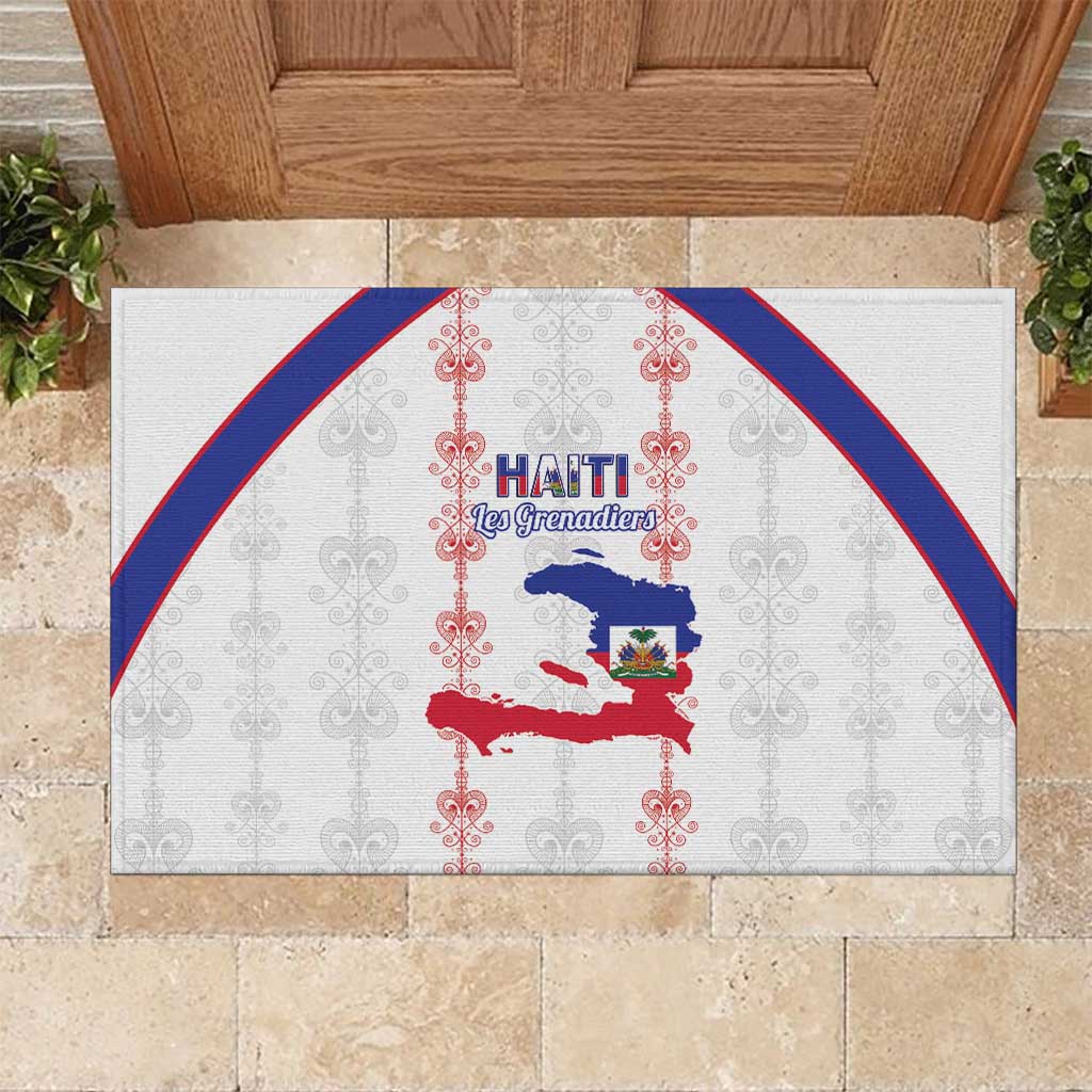 Haiti Football Rubber Doormat Les Grenadiers Veve Vodou White - African Pride