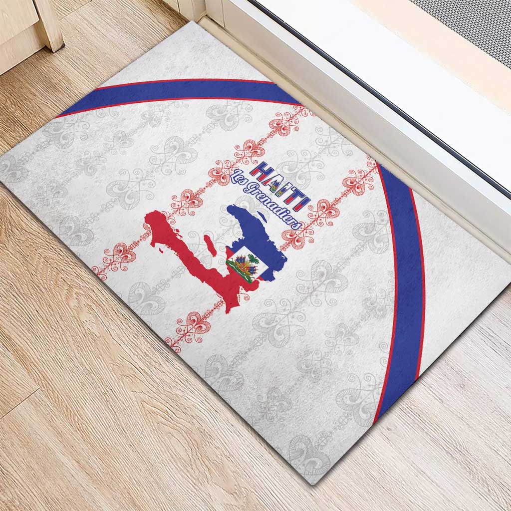 Haiti Football Rubber Doormat Les Grenadiers Veve Vodou White - African Pride