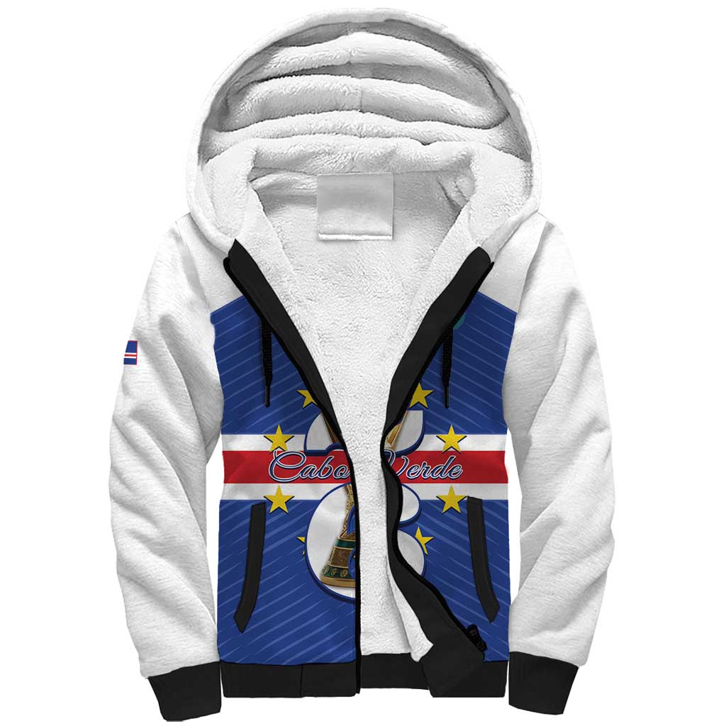 Custom Cape Verde Football Sherpa Hoodie Blue Sharks Sporty LT14