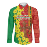 Enkutatash Ethiopia Long Sleeve Button Shirt Melkam Addis Amet Adey Abeba Flower