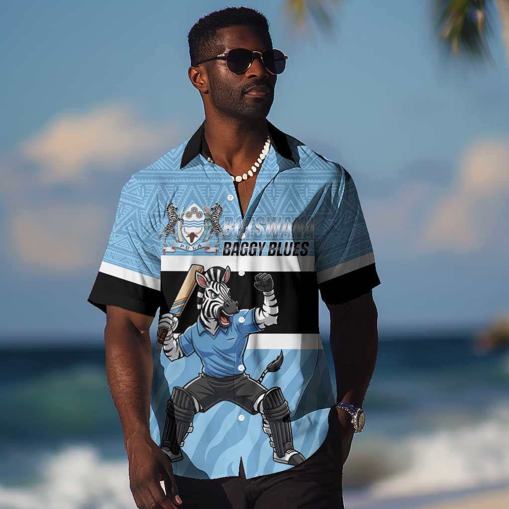 Afro Cricket Botswana Custom Hawaiian Shirt Go Baggy Blues Zebra Mascot - African Pride