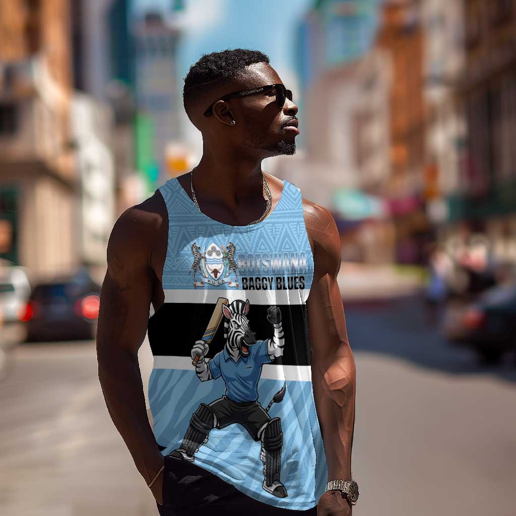Afro Cricket Botswana Custom Men Tank Top Go Baggy Blues Zebra Mascot - African Pride