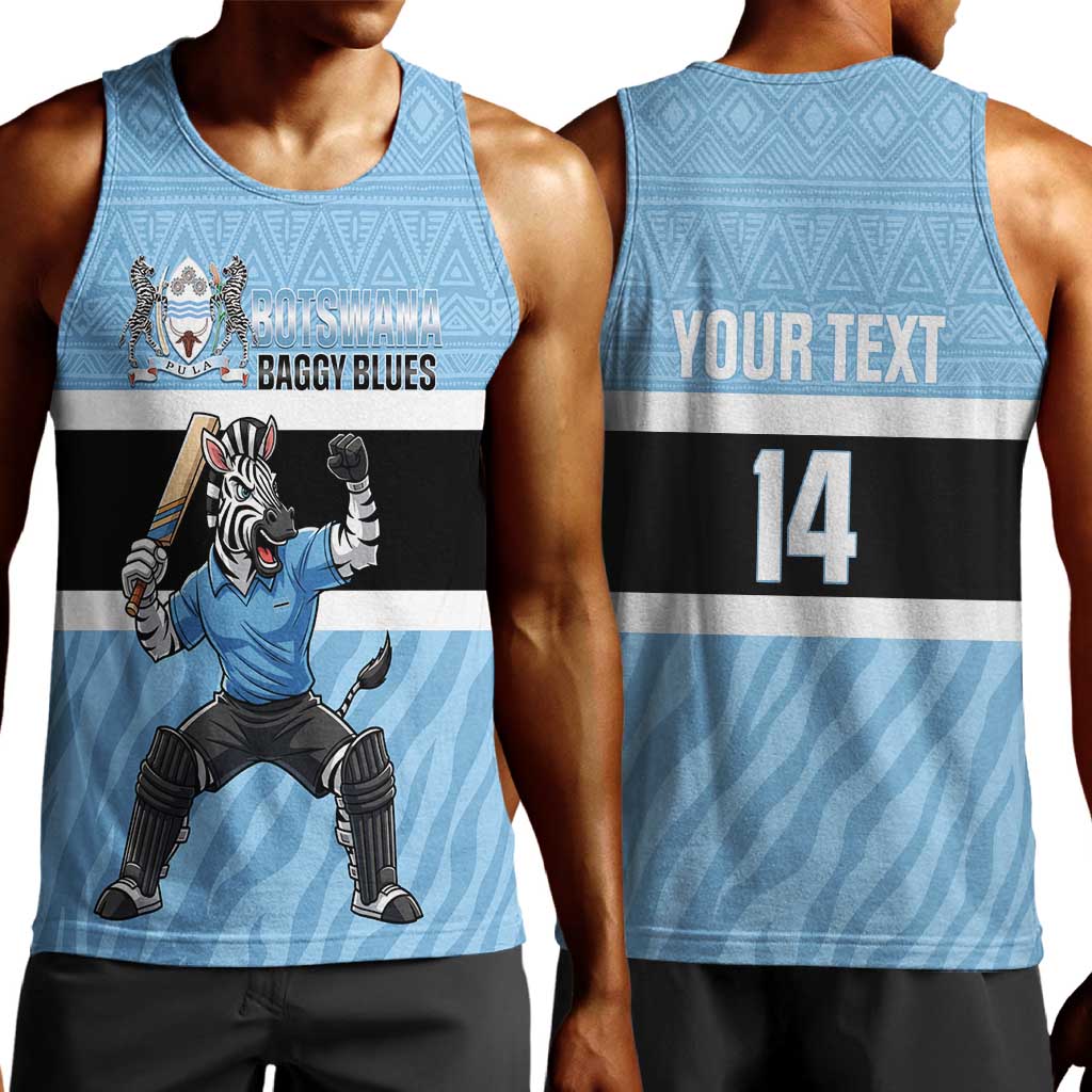 Afro Cricket Botswana Custom Men Tank Top Go Baggy Blues Zebra Mascot - African Pride