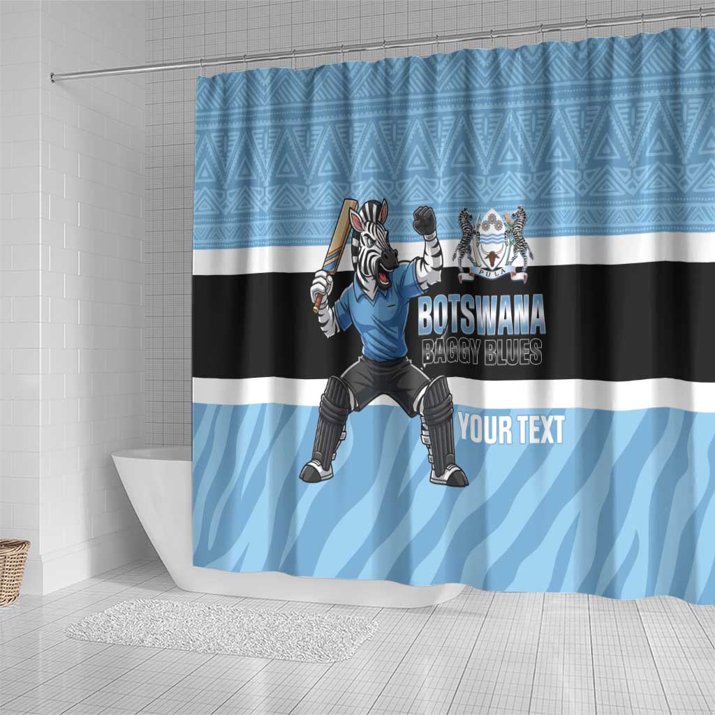 Afro Cricket Botswana Custom Shower Curtain Go Baggy Blues Zebra Mascot - African Pride