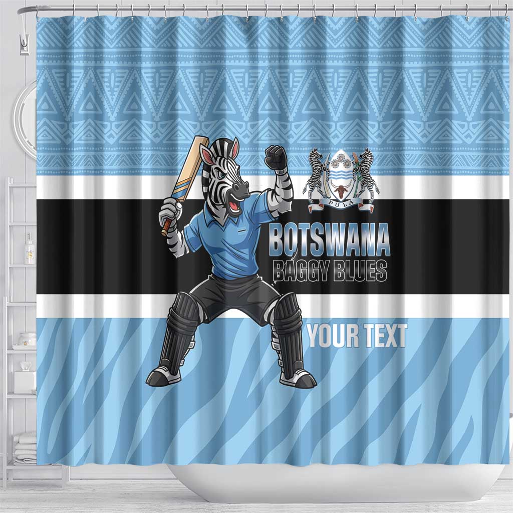 Afro Cricket Botswana Custom Shower Curtain Go Baggy Blues Zebra Mascot - African Pride