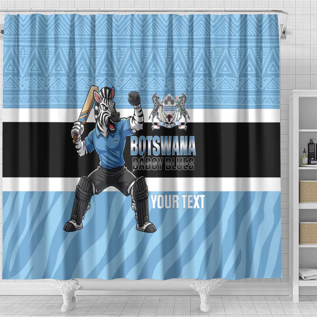 Afro Cricket Botswana Custom Shower Curtain Go Baggy Blues Zebra Mascot - African Pride