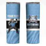 Afro Cricket Botswana Custom Skinny Tumbler Go Baggy Blues Zebra Mascot - African Pride