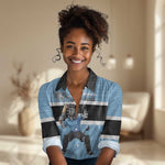 Afro Cricket Botswana Custom Women Casual Shirt Go Baggy Blues Zebra Mascot - African Pride