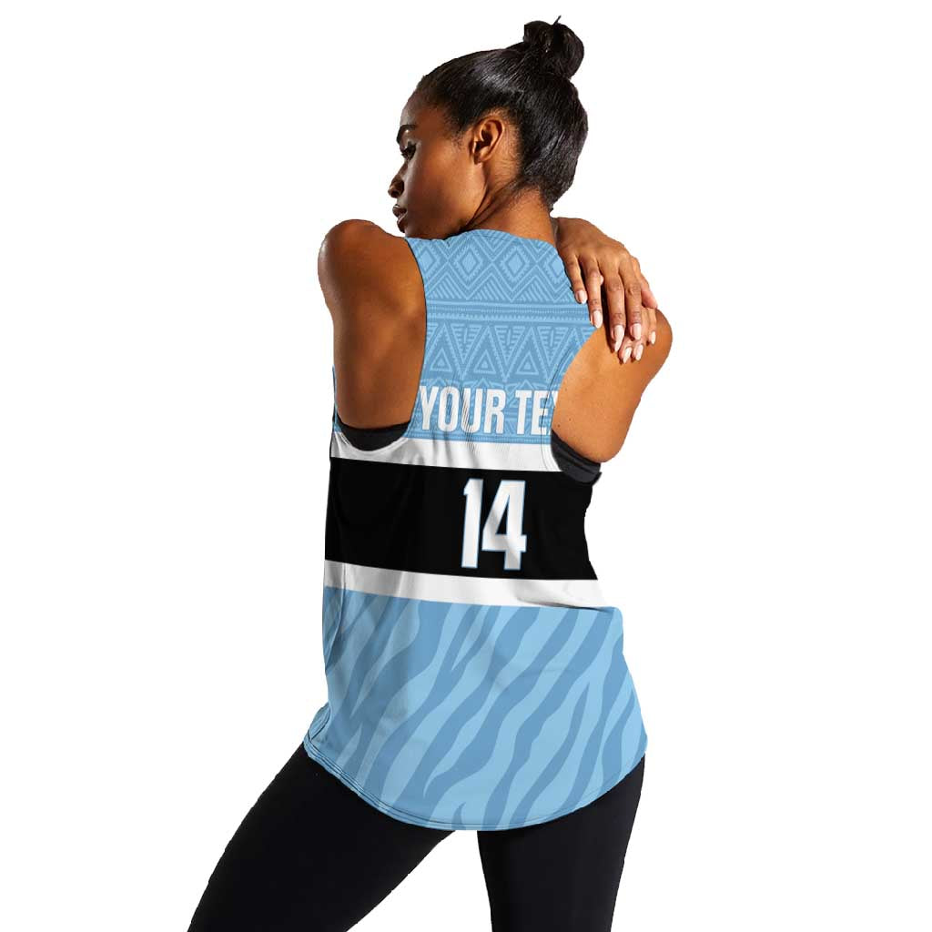 Afro Cricket Botswana Custom Women Racerback Tank Go Baggy Blues Zebra Mascot - African Pride