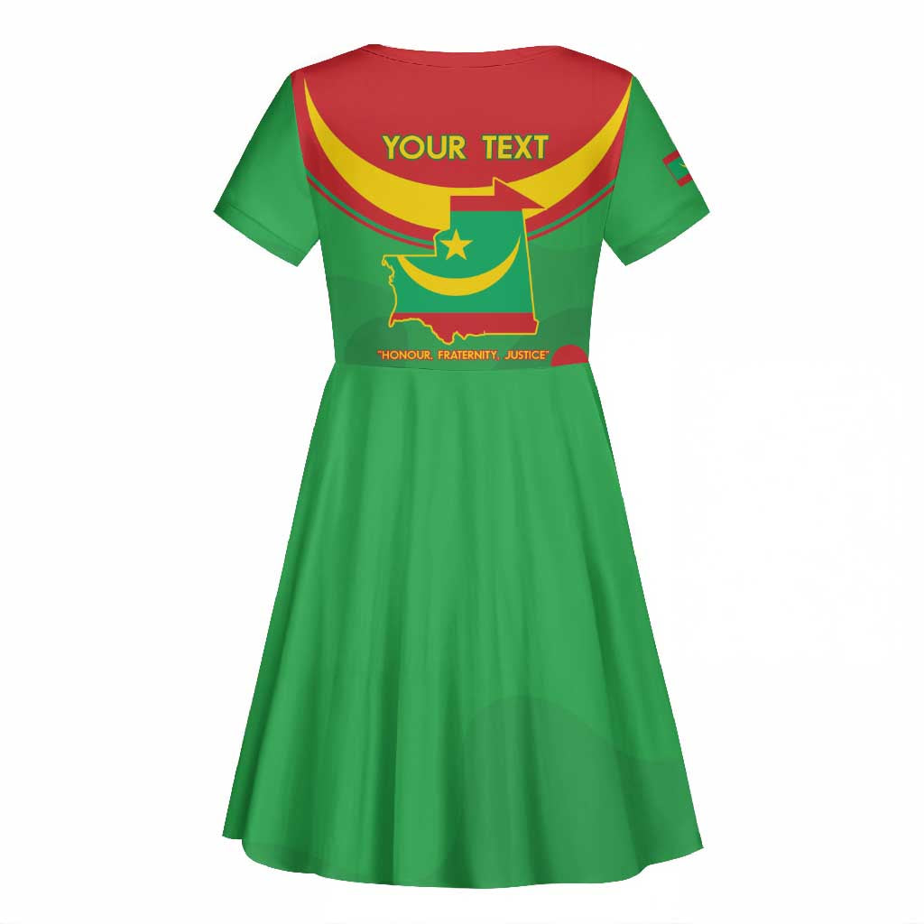 Personalized Mauritania Kid Short Sleeve Dress Map Flag - Independence Day 1960