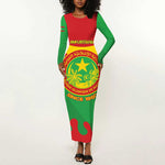 Personalized Mauritania Long Sleeve Bodycon Dress Map Flag - Independence Day 1960 LT14