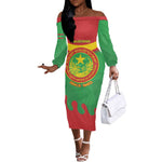Personalized Mauritania Off The Shoulder Long Sleeve Dress Map Flag - Independence Day 1960