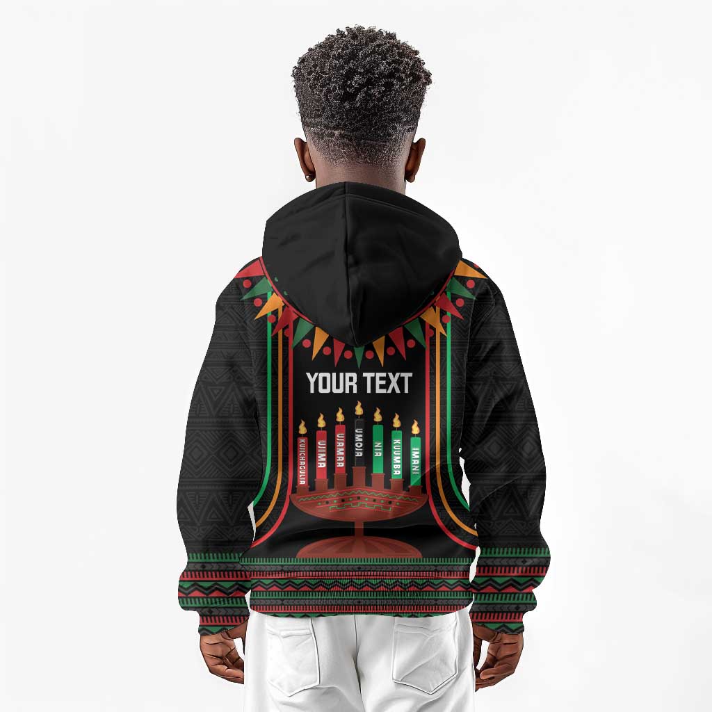 Personalized Afro-American Kwanzaa Kid Hoodie Kinara Candles African Pattern