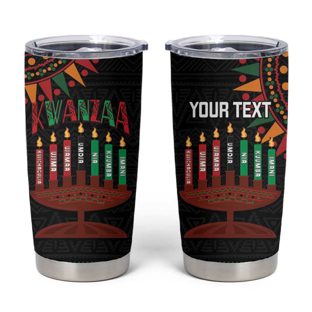 Personalized Afro-American Kwanzaa Tumbler Cup Kinara Candles African Pattern