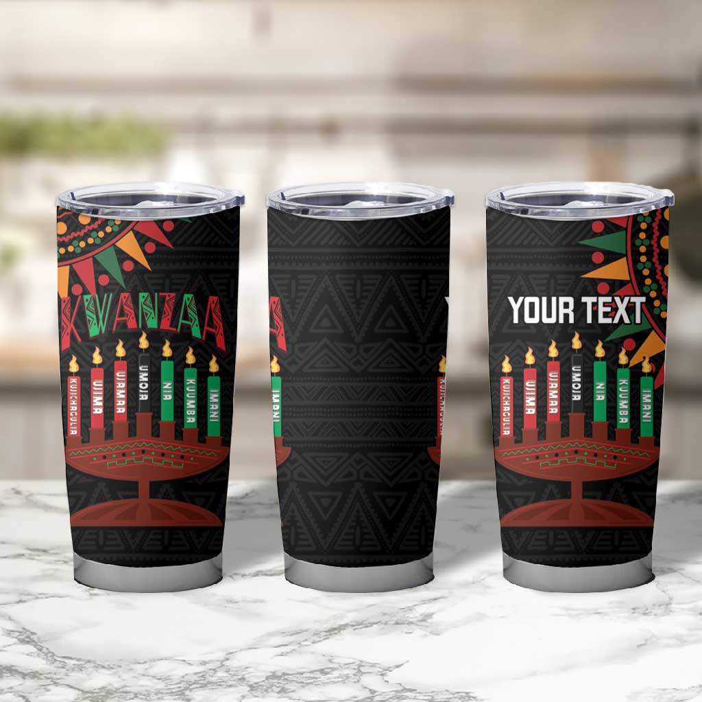 Personalized Afro-American Kwanzaa Tumbler Cup Kinara Candles African Pattern