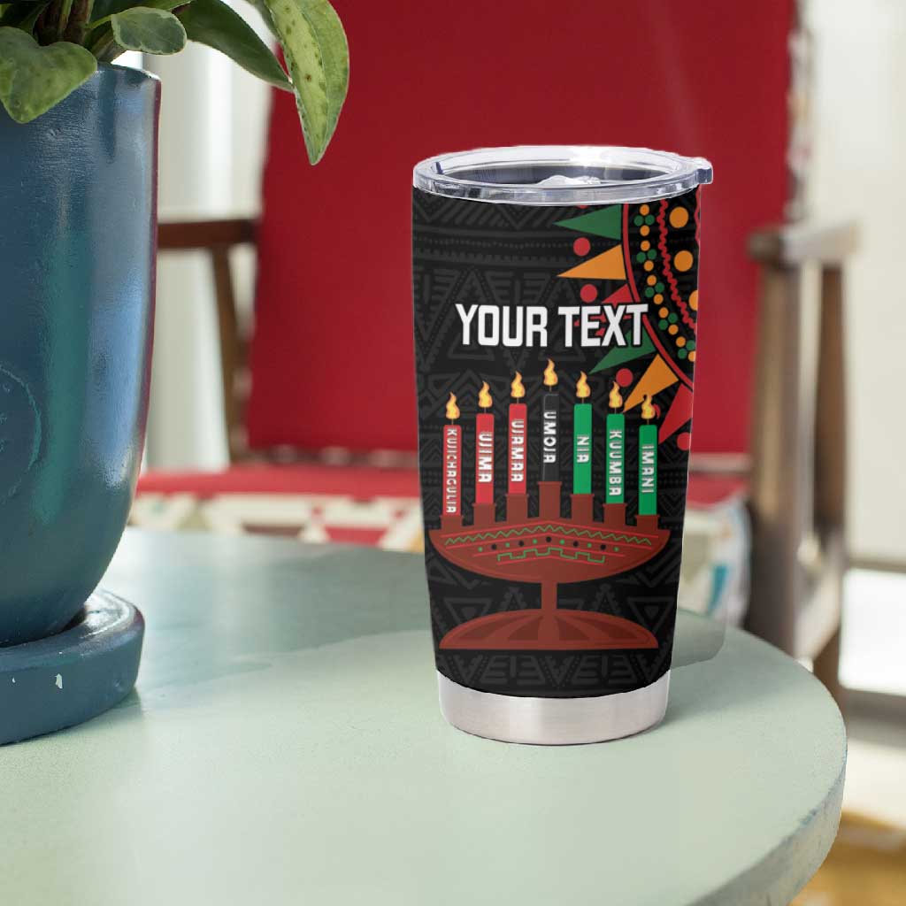 Personalized Afro-American Kwanzaa Tumbler Cup Kinara Candles African Pattern